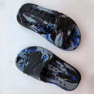 Kids Slip on Shoes/Slide Sandals in Black Grey & Blue